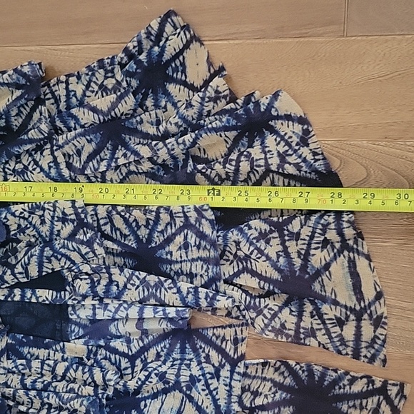 Jean Paul Gauntier Soleil Rare Tie Front Sunburst cardigan top blue tan XL - Picture 6 of 11